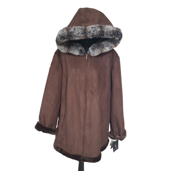 Vintage NWT Fleet Street women's hooded faux fur shearling coat 2X, new - Picture 7 of 16